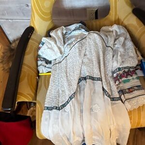 Johnny Was Cream Maxi Dress with Embroidered Details